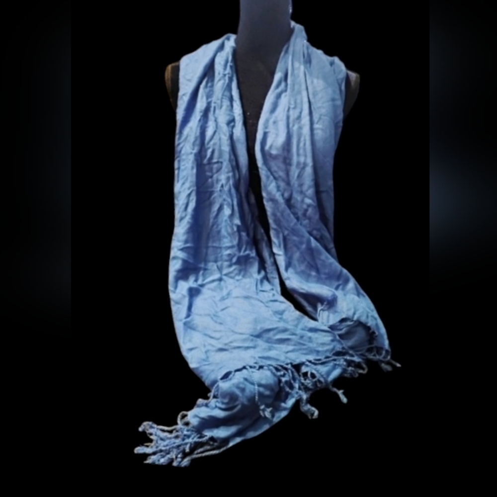 Colleens Collectables Lightweight Blue Fringe Scarf